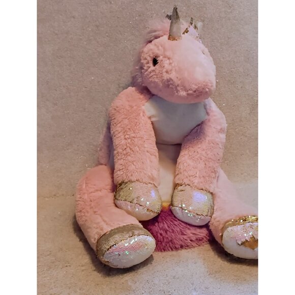 Goffa Pink Plush Unicorn Stuffed Animal Pillow Toy With Sequin Accents - Jumbo S - Picture 9 of 9